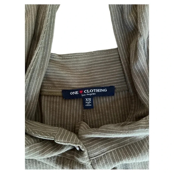 One Clothing olive green pinstripe cropped jumpsuit XS - Picture 5 of 5